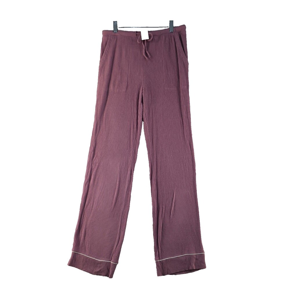 Auden Women's Soft Ribbed Sleep Pants Size Medium Pink Lounge Pajama Bottoms NWT